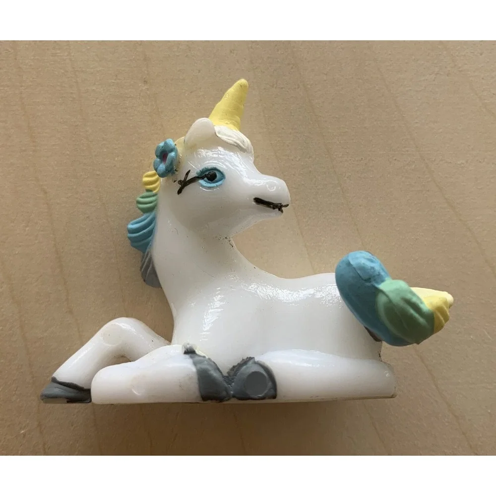 Vintage Unicorn Cake Topper LOT of 15 Hard Plastic Blue Yellow Green Unused